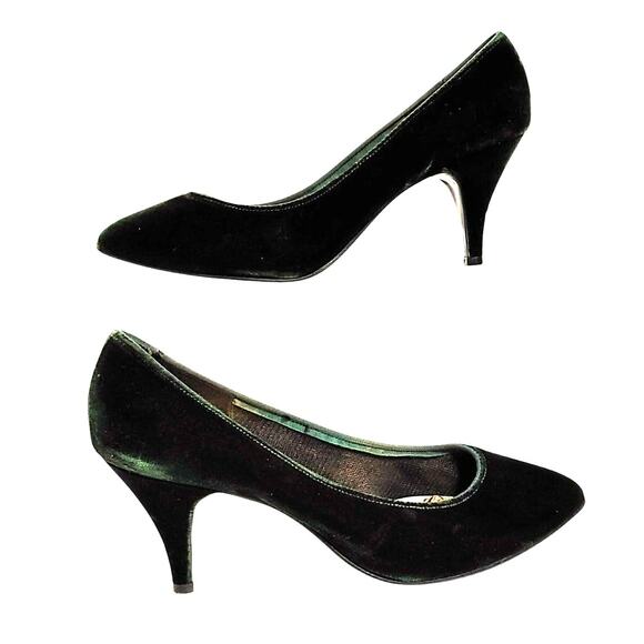 Becky Pump Stiletto Heels Velvet Green Slip On Pointed Shoes Womens Size 8M - Picture 1 of 7